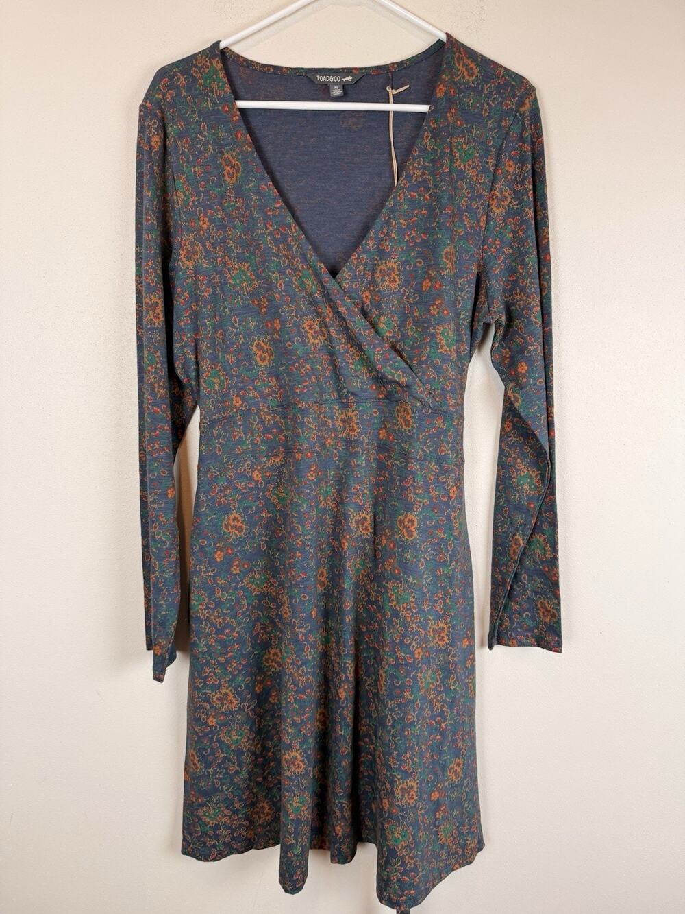 New Toad & Co. Cue Wrap Long Sleeve Dress Sz XL Navy Paisley Floral NWT